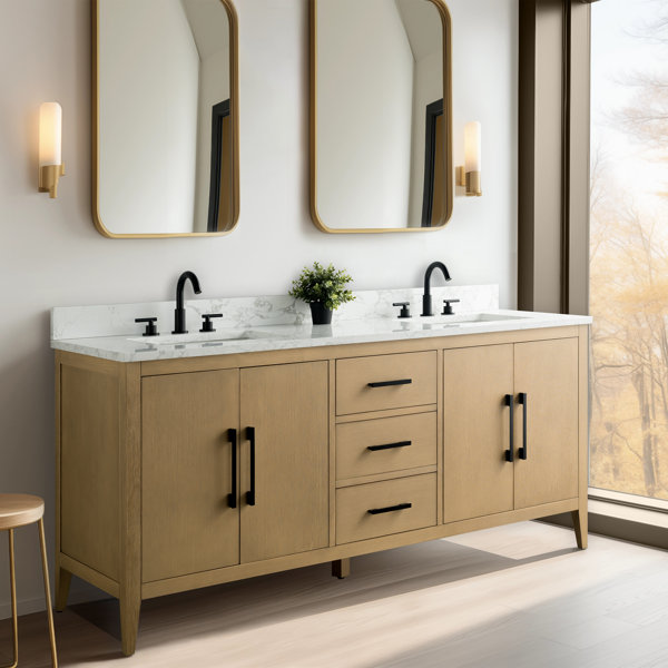 Vanity Art 72'' Double Bathroom Vanity with Engineered Marble Top | Wayfair
